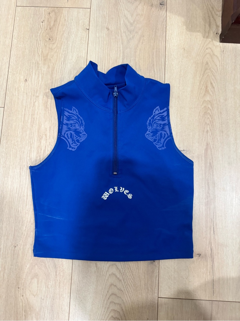 Darc Sport Royal Blue Sleeveless Zip Mock Neck Crop Top